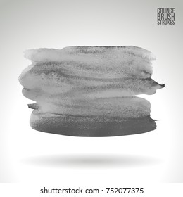 Grey brush stroke and texture. Grunge vector abstract hand - painted element. Underline and border design.