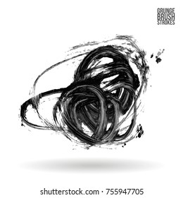 Grey brush stroke and texture. Grunge vector abstract hand - painted element. Underline and border design.