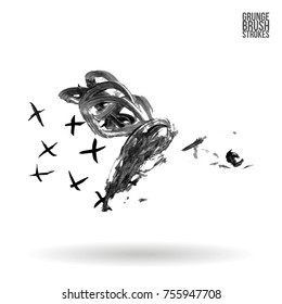 Grey brush stroke and texture. Grunge vector abstract hand - painted element. Underline and border design.