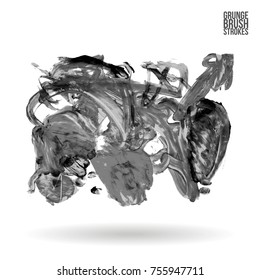 Grey brush stroke and texture. Grunge vector abstract hand - painted element. Underline and border design.
