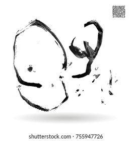 Grey brush stroke and texture. Grunge vector abstract hand - painted element. Underline and border design.