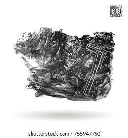 Grey brush stroke and texture. Grunge vector abstract hand - painted element. Underline and border design.