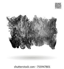 Grey brush stroke and texture. Grunge vector abstract hand - painted element. Underline and border design.