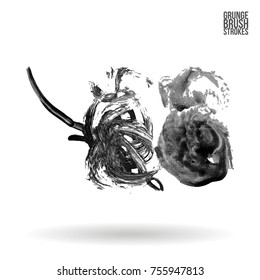 Grey brush stroke and texture. Grunge vector abstract hand - painted element. Underline and border design.