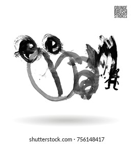 Grey brush stroke and texture. Grunge vector abstract hand - painted element. Underline and border design.