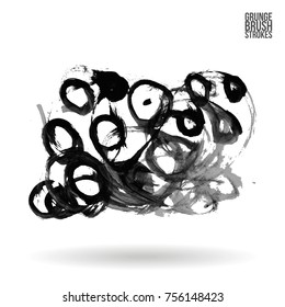 Grey brush stroke and texture. Grunge vector abstract hand - painted element. Underline and border design.