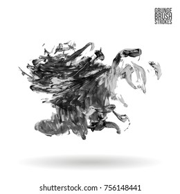 Grey brush stroke and texture. Grunge vector abstract hand - painted element. Underline and border design.