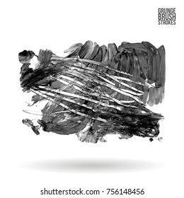 Grey brush stroke and texture. Grunge vector abstract hand - painted element. Underline and border design.