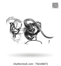 Grey brush stroke and texture. Grunge vector abstract hand - painted element. Underline and border design.