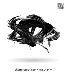 Grey brush stroke and texture. Grunge vector abstract hand - painted element. Underline and border design.