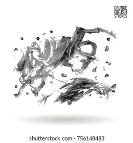 Grey brush stroke and texture. Grunge vector abstract hand - painted element. Underline and border design.
