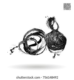 Grey brush stroke and texture. Grunge vector abstract hand - painted element. Underline and border design.