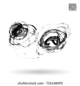 Grey brush stroke and texture. Grunge vector abstract hand - painted element. Underline and border design.