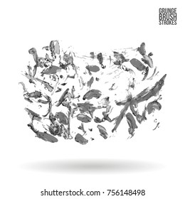 Grey brush stroke and texture. Grunge vector abstract hand - painted element. Underline and border design.