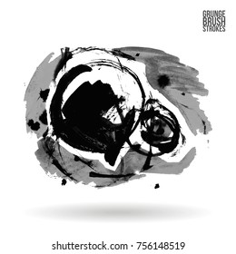 Grey brush stroke and texture. Grunge vector abstract hand - painted element. Underline and border design.