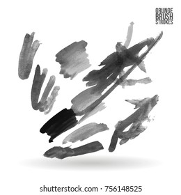 Grey brush stroke and texture. Grunge vector abstract hand - painted element. Underline and border design.