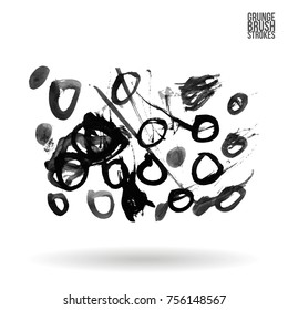 Grey brush stroke and texture. Grunge vector abstract hand - painted element. Underline and border design.
