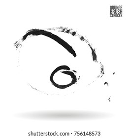 Grey brush stroke and texture. Grunge vector abstract hand - painted element. Underline and border design.