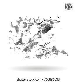 Grey brush stroke and texture. Grunge vector abstract hand - painted element. Underline and border design.