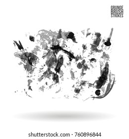 Grey brush stroke and texture. Grunge vector abstract hand - painted element. Underline and border design.