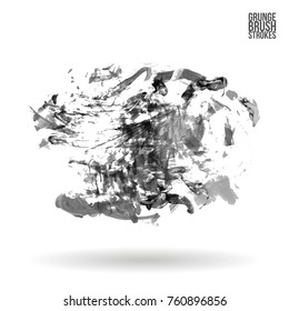 Grey brush stroke and texture. Grunge vector abstract hand - painted element. Underline and border design.
