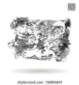 Grey brush stroke and texture. Grunge vector abstract hand - painted element. Underline and border design.