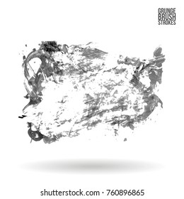 Grey brush stroke and texture. Grunge vector abstract hand - painted element. Underline and border design.