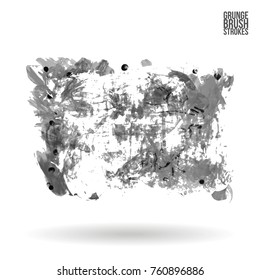 Grey brush stroke and texture. Grunge vector abstract hand - painted element. Underline and border design.