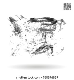 Grey brush stroke and texture. Grunge vector abstract hand - painted element. Underline and border design.