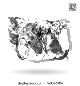 Grey brush stroke and texture. Grunge vector abstract hand - painted element. Underline and border design.