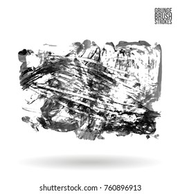 Grey brush stroke and texture. Grunge vector abstract hand - painted element. Underline and border design.