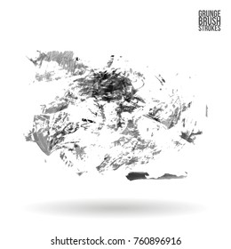 Grey brush stroke and texture. Grunge vector abstract hand - painted element. Underline and border design.