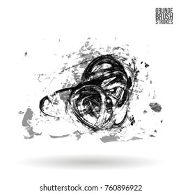 Grey brush stroke and texture. Grunge vector abstract hand - painted element. Underline and border design.