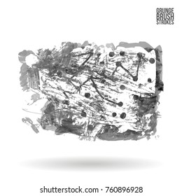 Grey brush stroke and texture. Grunge vector abstract hand - painted element. Underline and border design.