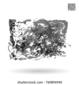 Grey brush stroke and texture. Grunge vector abstract hand - painted element. Underline and border design.