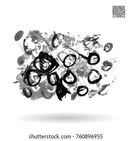 Grey brush stroke and texture. Grunge vector abstract hand - painted element. Underline and border design.
