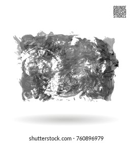 Grey brush stroke and texture. Grunge vector abstract hand - painted element. Underline and border design.