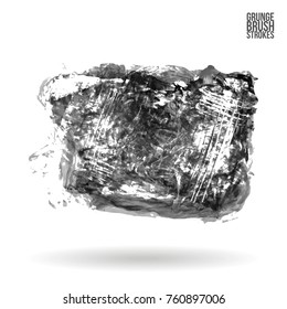 Grey brush stroke and texture. Grunge vector abstract hand - painted element. Underline and border design.