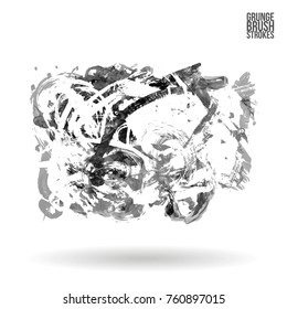 Grey brush stroke and texture. Grunge vector abstract hand - painted element. Underline and border design.