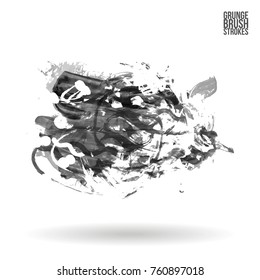 Grey brush stroke and texture. Grunge vector abstract hand - painted element. Underline and border design.