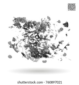 Grey brush stroke and texture. Grunge vector abstract hand - painted element. Underline and border design.