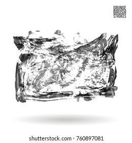 Grey brush stroke and texture. Grunge vector abstract hand - painted element. Underline and border design.