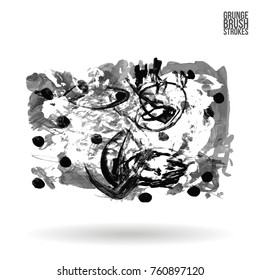 Grey brush stroke and texture. Grunge vector abstract hand - painted element. Underline and border design.