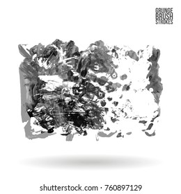 Grey brush stroke and texture. Grunge vector abstract hand - painted element. Underline and border design.