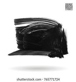 Grey brush stroke and texture. Grunge vector abstract hand - painted element. Underline and border design.