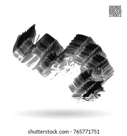 Grey brush stroke and texture. Grunge vector abstract hand - painted element. Underline and border design.