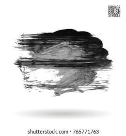 Grey brush stroke and texture. Grunge vector abstract hand - painted element. Underline and border design.