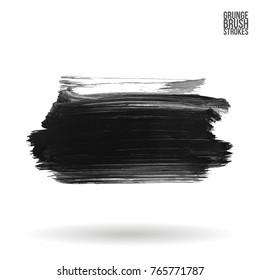 Grey brush stroke and texture. Grunge vector abstract hand - painted element. Underline and border design.