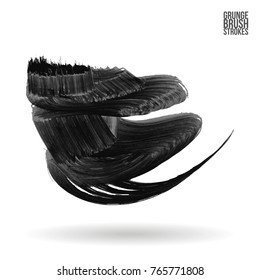 Grey brush stroke and texture. Grunge vector abstract hand - painted element. Underline and border design.