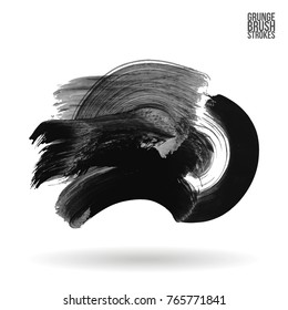Grey brush stroke and texture. Grunge vector abstract hand - painted element. Underline and border design.